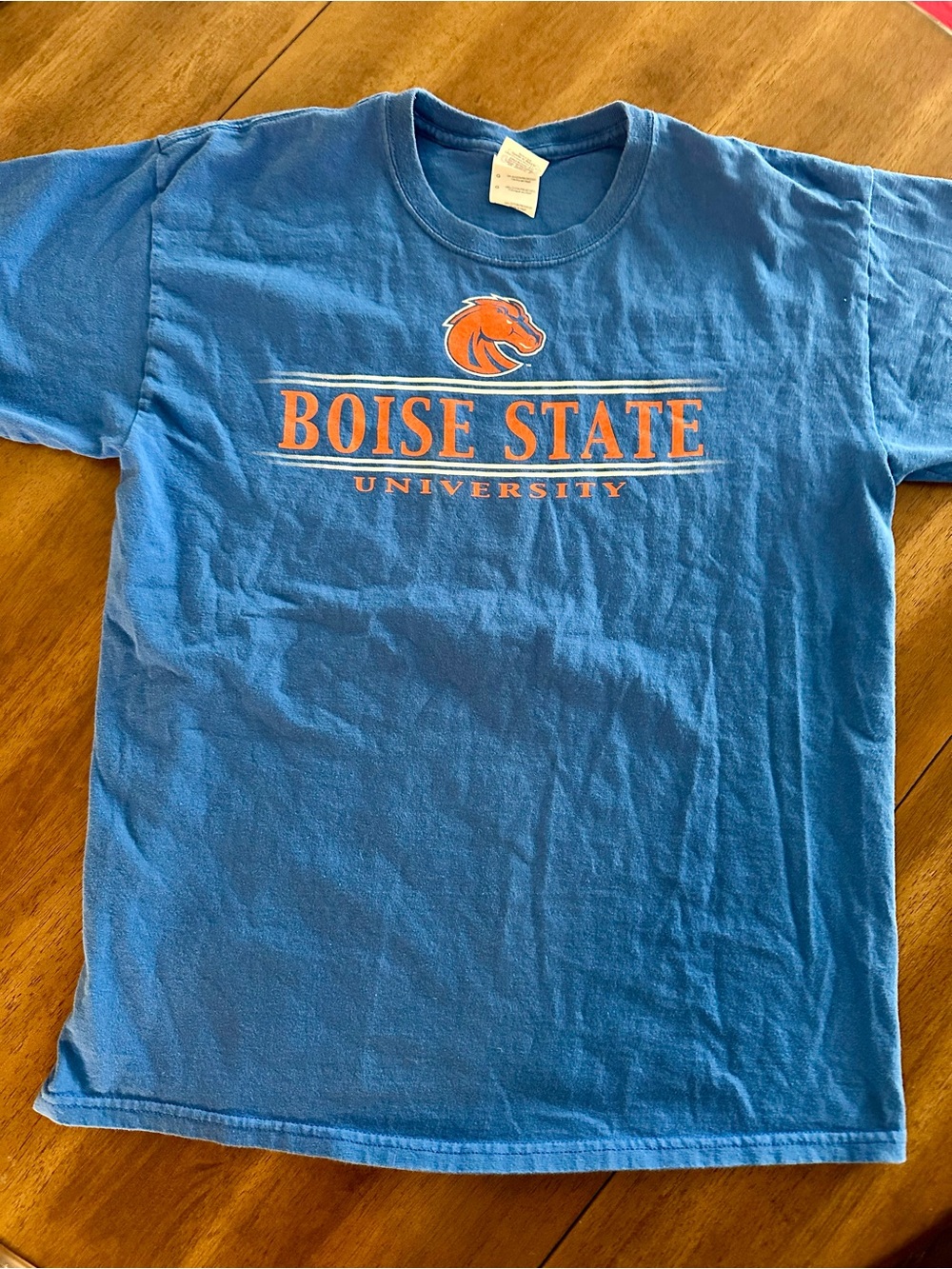 Y2K Boise State University Blue Tee with Orange Logo